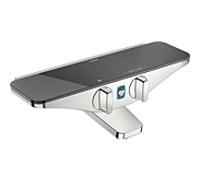 Hansa Hansaemotion Wellfit Mitigeur de bain et de douche, alimentation par pile, Bluetooth, verre de sÃ©curitÃ©, saillie : 137mm, 58642172, Coloris: Chrome/gris - 5864217284