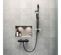 Hansa Hansabasicjet kit de douche murale, longueur 960 mm, technique anti-calcaire, 3 jets, douchette Ã main diamÃštre 95 mm, 44670133, Coloris: noir mat - 4467013333