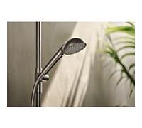 Hansa de douche à main AURELIA 4717012080 montage mural, Ø 110 mm, 3 jets, acier brossé
