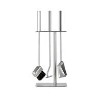 HANSA Ensemble d'outils de cheminée de qualité supérieure (3 pièces) SS - Cintre carré en acier inoxydable - Accessoires de cheminée - Brosse en acier inoxydable