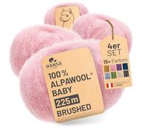 HANSA-FARM | Alpawool 100% Baby Alpaga Brossé 200g Set (4 x 50g) laine légère et sans démangeaison pour tricoter & crocheter - HF161 Perle rose mélangé