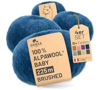 HANSA-FARM | Alpawool 100% Baby Alpaga Brossé 200g Set (4 x 50g) laine légère et sans démangeaison pour tricoter & crocheter - HF259 Mélange Deep Ocean