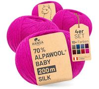 HANSA-FARM | Alpawool 70% Baby Alpaga avec 30% Soie 200g Set (4 x 50g) laine soyeuse et sans démangeaison pour tricot & crochet - CF194 Rose