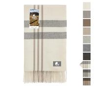 HANSA-FARM | Extra Large Couverture bébé alpaga - 200 x 130 cm - Doux et Moelleux en 100% Laine d'alpaga bébé Plaid Couvre-lit Blanc/Naturel à Motifs quadrillés