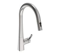HANSA HANSADESIGNO Style Comfort Robinet de cuisine, montage au sol, saillie 231mm, 5136228380, Couleur: Acier brossé