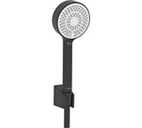 Hansa Set de douche à main Hansabasicjet – anti-calcaire, Ø95 mm, débit éco, 3 jets – noir mat