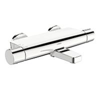 HANSA HANSAOPTIMA Mitigeur de bain et douche, thermostatique, fonction éco, saillie 131mm, MagShelf, avec dispositif de sécurité, 65132201, Couleur: chrome