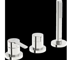 HANSA HANSARONDA Mélangeur bain, set de finition, avec dispositif de sécurité, 3 trous, rosace ronde, 03419473