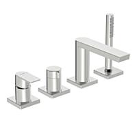 Hansa Hansastela 57302473 chromé , mitigeur de bain et douche à quatre trous, inverseur rotatif, angulaire