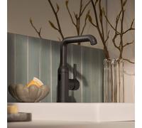 HANSA HANSAVANTIS Style Mitigeur de lavabo, Bluetooth, 3V, hybride, sans vidage, saillie 147mm, 5460220933, Couleur: noir mat