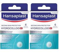HANSAPLAST - 6 Pansements Hydrocolloïdes Second Skin Protection - Cicatrisation Rapide - Tenue Extra-Forte 72H - 100% Imperméables - Ultra-Fins & Flexibles - Transparents - 7,6 x 3,5 cm (Lot de 2)