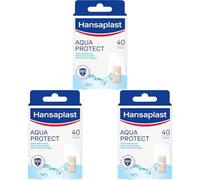 HANSAPLAST AQUA PROTECT - Pansements 100% Waterproof Aqua Protect - 100% Résistants à l'Eau - Pour Toutes Sortes De Petites Plaies - Pouvoir Adhésif Très Elevé - 40 Pansements Prédécoupés