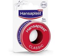Hansaplast CLASSIC Sparadraps de 5 m x 2,5 cm, Sparadrap médical pour fixer efficacement les bandages, Pansement adhésif déchirable à la main