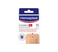 HANSAPLAST - Pansements Flexibles Elastic XL - Forte Adhérence - Bloquent 99% des Bactéries - Pour les Plaies Moyennes à Grandes - Boîte 10 Pansements 5 x 7,2 cm