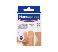 HANSAPLAST - Pansements Mix-Pack Mains Prédécoupés - Déperlants, Imperméables & Souples - Pansements Universels - Petites Plaies - Pouvoir Adhésif Elevé - 20 Pansements Doigts (5 Formats)