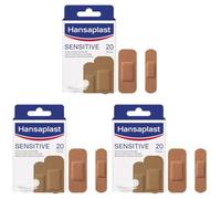HANSAPLAST Sensitive Pansements hypoallergéniques peaux métisses (1 x 20 pces), Pansements universels respirants et résistants, Sparadrap prédécoupés pour peaux métisses (Lot de 3)