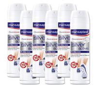Hansaplast Silver Active Spray pour les pieds 150 ml Pack de 6, Spray anti-transpirant pour les pieds avec 48h de protection contre les odeurs de pieds et la transpiration, Complexe actif avec ions