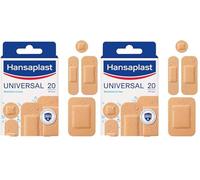 HANSAPLAST UNIVERSAL - 20 Pansements Prédécoupés - Résistants à l'Eau et à la Poussière - Pansements Couleur Chair - 4 Formats Assortis : 8 Petits, 6 Moyens, 2 Grands, 4 Ronds