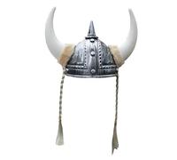 Hansber Casque Viking Moyenâge Avec Cornes Casque Soldat Berserker Jouet Guerrier Barbare Pour La Fête Dhalloween Argent Taille unique