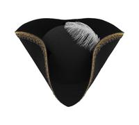 Hansber Chapeau Tricorne De Pirate Tricorne Colonial Avec Dorures Pour Fête D Halloween À Thème Noir Taille unique