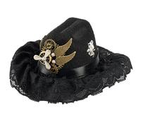 Hansber Chapeau Tricorne Pirate Chapeau Colonisateur Usé Casque Mousquetaire Pour Halloween Fête Thématiques Pirates Type C Noir Taille unique