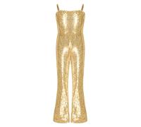 Hansber Costume De Cowgirl Pour Fille Pailleté Combinaison Sans Manches Style Années 70 80 Hippie Disco Tenue De Film Personnage Enfant Or 5-6 ans