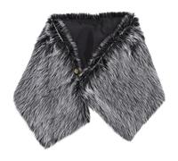 Hansber Écharpe En Faux Fourrure Viking Pour Hommes Manteau Fourru Médiéval Capuche Écharpe Dépaule Costume Barbare Col Un gris Taille unique