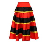 Hansber Enfants Filles Grandes Jupes Espagnoles Flamenco Danse De Taureau Gitane Costume De Performance Danseuse du Ventre Rouge et Noir 14-16 Ans