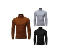 Hansber ER Thermo Sousvêtements Hommes Pull À Manches Longues Col Roulé Haut Slim Fit Tshirt Sportif Tshirt Musclé Taille M À XL Noir, café et Gris XXL