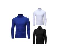 Hansber ER Thermo Sousvêtements Hommes Pull À Manches Longues Col Roulé Haut Slim Fit Tshirt Sportif Tshirt Musclé Taille M À XL Noir, Bleu Roi et Blanc L