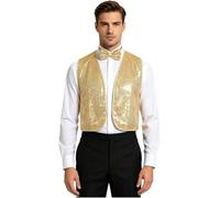 Hansber Homme Crop Top Veste Cardigan Camisoles Disco Rave Couleur Uni Or M