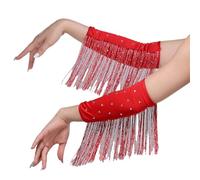 Hansber Longues Gants Satin Avec Plume Manches Dellbow En Forme Tulipe Gants Mariée Des Années 1920 Pour Les Soirées Danse Latine Rouge Taille unique