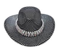 Hansber Mini Chapeau Cow Boy Western Chapeau Disco Avec Épingles Pour Le Costume Fête Dhalloween 1 pièce à pois noirs Taille unique