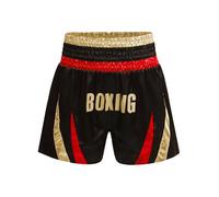 Hansber Muay Thai Short pour Enfants Muay Thai Pantalon Junior Garçons Et Filles Kickboxing Pantalon pour Sports De Combat Cage Fight Et Entraînement Rouge et Or 5-6 Ans