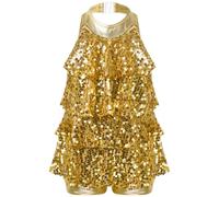 Hansber Robe Latine pour Fille - Robe de Danse à Franges, Paillettes et Brillants - Costume Moderne pour Danse, Tango, Rumba, Samba Vêtements de Danse Enfants