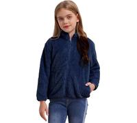 Hansber Veste Polaire Enfant Garçons Filles Manches Longues Col Montant Doudoune Douillette Manteau D Hiver Chaud Doublé Veste En Peluche Avec Fermeture Éclair Douce Vêtem Bleu marine 9-10 ans