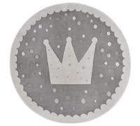 Hanse Home Adventures Tapis Rond pour Enfant - Motif Couronne - pour Chambre d'enfant, Salle de Jeux, Chambre d'adolescent, Salon - Gris crème, 140 cm