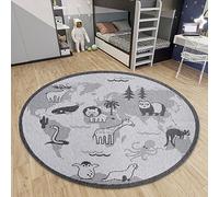 HANSE Home Animal World Tapis Rond d'intérieur et d'extérieur pour Enfants - Résistant aux intempéries - Motif Animal - Tapis de Jeu à Tissage Plat pour Chambre d'enfant, Salon, terrasse, Jardin,