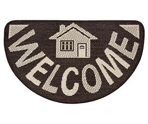HANSE Home Big Welcome Paillasson Design Semi-Circulaire avec Dos antidérapant tissé Plat Lavable à 30 °C 100% polypropylène résistant et Facile d'entretien Taupe 50 x 80 cm
