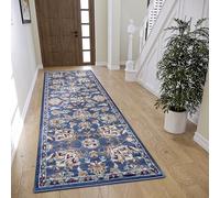 HANSE Home Caracci Tapis Oriental, Classique, Tissage serré, avec Ornements et Motifs Floraux, Poils Courts et Doux, pour Chambre à Coucher, Salle à Manger, Salon, Couloir, Cuisine, Bleu, 80 x 240 cm