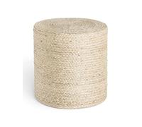 Hanse Home Jutta Pouf en Toile de Jute Naturelle - Forme cylindrique au Look bohème - Tabouret Ottoman - Coussin d'assise pour Salon, Salle à Manger, Couloir - Ivoire Naturel - 40 x 40 x 40 cm