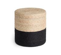 Hanse Home Jutta Pouf en Toile de Jute Naturelle - Forme cylindrique au Look bohème - Tabouret Ottoman - Coussin d'assise pour Salon, Salle à Manger, Couloir - Doré/Noir Naturel - 40 x 40 x 40 cm