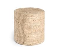 Hanse Home Jutta Pouf en Toile de Jute Naturelle - Forme cylindrique au Look bohème - Tabouret Ottoman - Coussin d'assise pour Salon, Salle à Manger, Couloir - Naturel doré - 40 x 40 x 40 cm