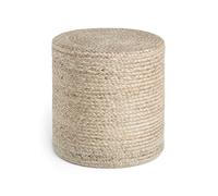 Hanse Home Jutta Pouf en Toile de Jute Naturelle - Forme cylindrique au Look bohème - Tabouret Ottoman - Coussin d'assise pour Salon, Salle à Manger, Couloir - Grège Naturel - 40 x 40 x 40 cm