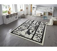 HANSE Home Landscapes Tapis pour Chambre d'enfant - Tapis de Jeu Moderne à Poils Courts - Motif Route de Jeu - Poils Doux - Facile d'entretien - Crème - 120 x 170 cm