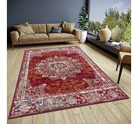 Hanse Home Maderno Tapis Oriental Classique tissé serré avec Ornements Look Vintage à Poils Courts Doux pour Chambre à Coucher, Salle à Manger, Salon, Couloir - Rouge 80 x 120 cm