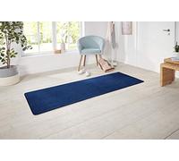 Hanse Home Nasty - Tapis de Couloir - Moelleux à Poils Courts - Couleur Unie - pour Salle à Manger, Salon, Chambre d'enfant, Couloir, Chambre à Coucher, Cuisine - Bleu foncé uni - 80 x 300 cm