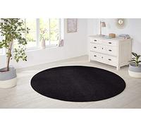HANSE Home Nasty - Tapis de salon à Poils Courts et Moelleux - Couleur Unie - pour Salle à Manger, salon, Chambre d'enfant, couloir, Chambre à Coucher, Cuisine - Noir uni - 133 cm