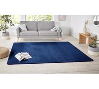 Hanse Home Nasty Tapis de Salon Moelleux à Poils Courts et Unis - pour Salle à Manger, Salon, Chambre d'enfant, Couloir, Chambre à Coucher, Cuisine - Bleu foncé uni - 140 x 200 cm