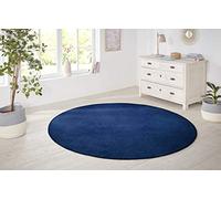 Hanse Home Nasty Tapis Rond à Poils Courts et Moelleux - Couleur Unie - pour Salle à Manger, Salon, Chambre d'enfant, Couloir, Chambre à Coucher, Cuisine - Bleu foncé uni - 200 cm